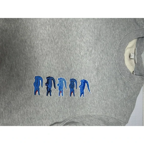 Lacoste Men Sweatshirt Grey Crewneck 100% Cotton Art SH3581-51 Size Medium-New - Picture 7 of 9